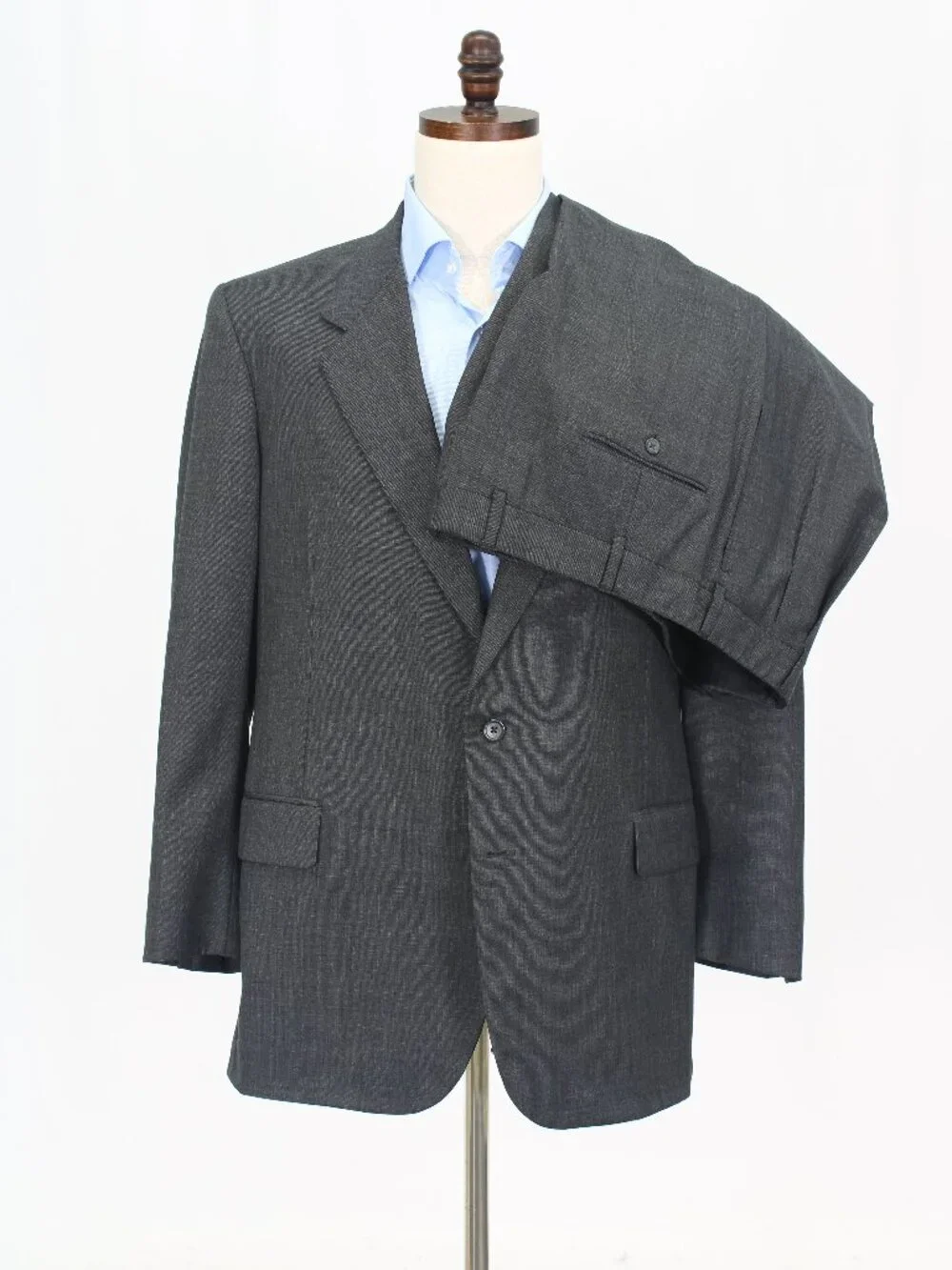 Tom James 46L 40x29 Gray Full Suit 2-Button Solid R926